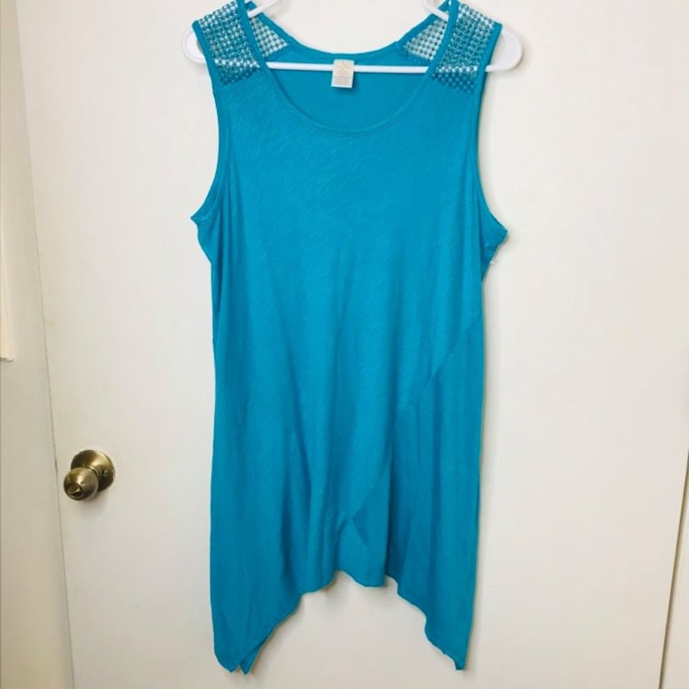 Aqua Blue Asymmetrical Tank Tunic